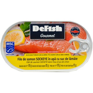 Defish | File de somon in apa cu suc de lamaie 150g
