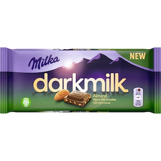 Milka | Dark Milk | Ciocolata cu lapte, cacao si migdale maruntite 85g