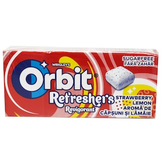 Orbit | Refreshers | Guma de mestecat fara zahar cu arome de capsuni si lamaie 17.9g
