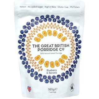 The Great British Poridge | Porridge instant, fara gluten, cu afine si banane 385g