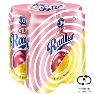 Ciuc Radler | Bere fara alcool cu suc de visina si lamaie 4x0.5L