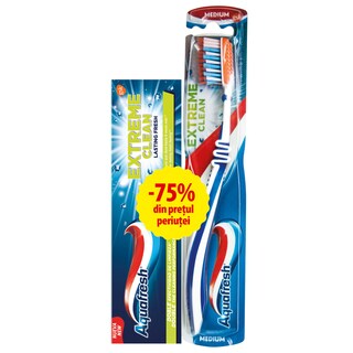 Aquafresh | Pachet pasta dinti + periuta de dinti Extreme Clean Lasting