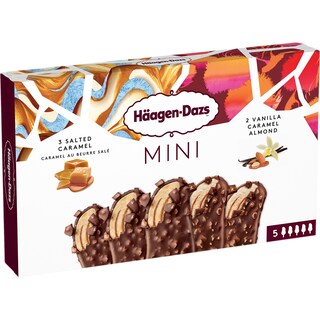 Haagen-Dazs | Inghetata cu caramel sarat si inghetata cu vanilie si migdale 5x37g