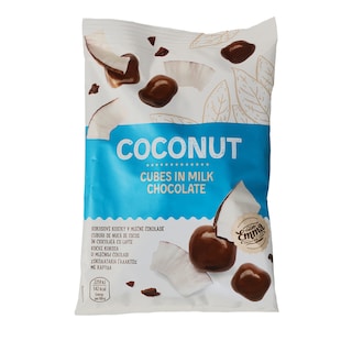 Emma | Cuburi de nuca de cocos in ciocolata cu lapte 150g