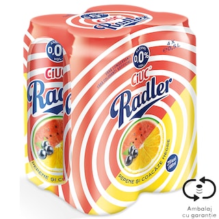 Ciuc Radler | Bere fara alcool cu pepene si coacaza negre 4x0.5L