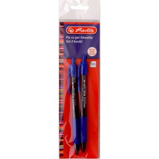 Herlitz | Pix cu gel albastru 0.7mm, 2 bucati, Smoothy
