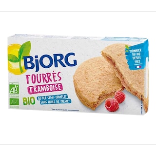 Bjorg | Biscuti bio umpluti cu zmeura 175g