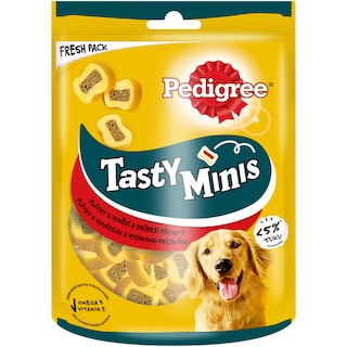 Pedigree | Tasty Minis | Hrana complementara cu aroma de vita si pasare pentru caini adulti 155g