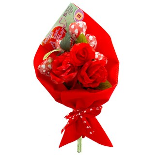 Dolcerie Veneziane | Buchet de trandafiri cu inimioare de ciocolata cu lapte 80g