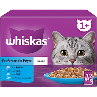 Whiskas | Hrana umeda pentru pisici cu peste in aspic 12x85g