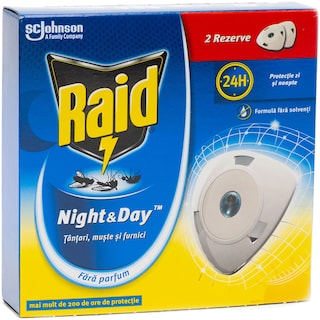 Raid | Night&Day | Rezerva dubla impotriva mustelor, tantarilor si furnicilor