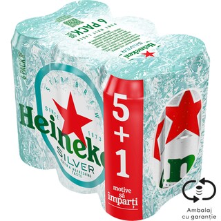 Heineken | Silver | Bere blonda Pure Malt Lager 5+1x0.5L