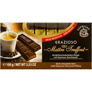 Maitre Truffout | Batoane de ciocolata cu umplutura cu gust de espresso, Grazioso Espresso 100g