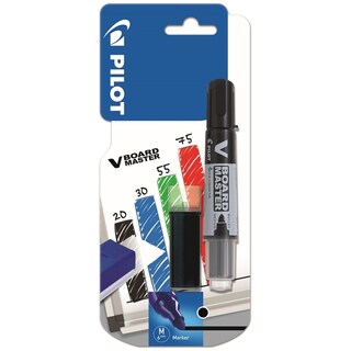 Pilot | Marker Tabla Vboard Master + rezerva, negru