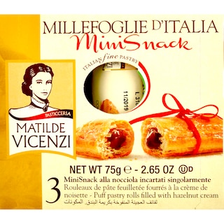 Matilde Vicenzi | Millefoglie D'Italia | Rulouri din foietaj crocant umplut cu crema de alune de padure 75g