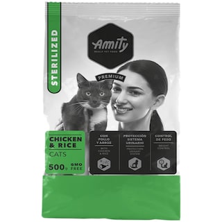 Amity | Hrana uscata pentru pisici Adult Sterilizat, pui si orez 500g