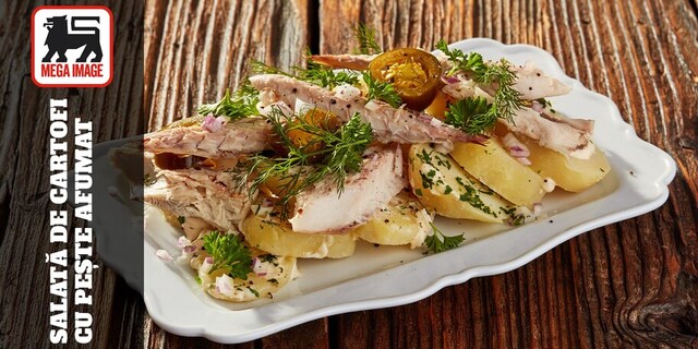 Salată de cartofi cu pește afumat