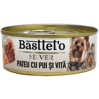 Bastteto | Hrana umeda pentru caini, pateu cu pui si vita 85g