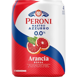 Peroni Nastro Azzurro | Mix de bere fara alcool si suc de portocale rosii 4x0.5L