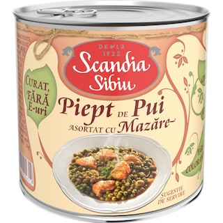 Piept de pui asortat cu mazare 400g