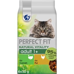 Perfect Fit | Natural Vitality | Hrana umeda pentru pisici cu pui si curcan 6x50g