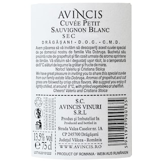 Avincis | Vin alb sec Sauvignon Blanc 0.75L