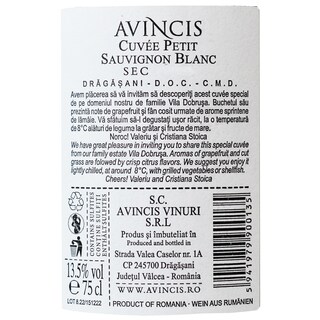 Avincis | Vin alb sec Sauvignon Blanc 0.75L