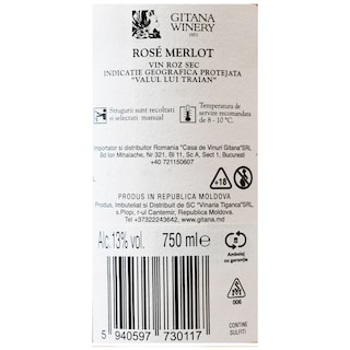 Gitana Winery | Vin roze sec Merlot 0.75L