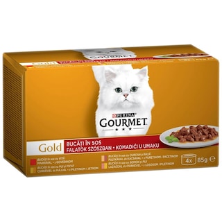 Gourmet | Gold | Hrana umeda pentru pisici cubulete de carne in sos cu vita 4 bucati 4x85g