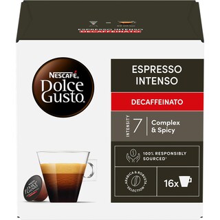 Nescafe | Dolce Gusto | Cafea Espresso Intenso Decaffeinato, 16 capsule