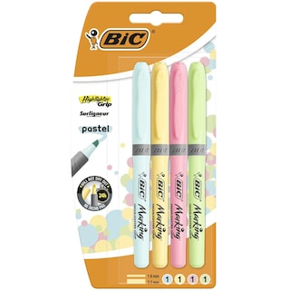Bic | Evidentiatoare pastel cu grip, set 4 culori