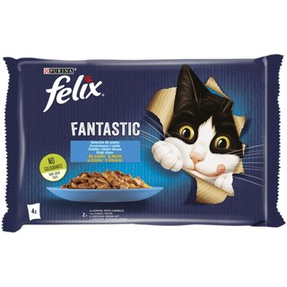 Felix | Fantastic | Hrana umeda pentru pisici, selectie de peste in aspic 4x85g