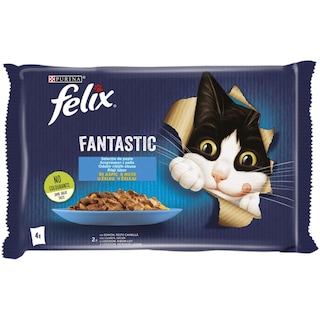 Hrana umeda pentru pisici, selectie de peste in aspic 4x85g