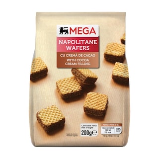 MEGA | Napolitane cu crema de cacao 200g