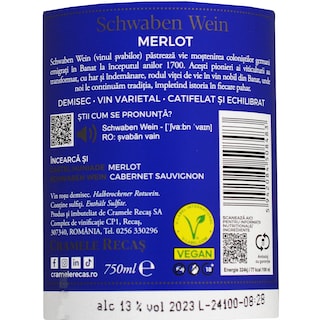 Schwaben Wein | Vin rosu demisec Merlot 0.75L