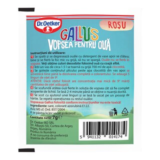 Dr. Oetker | Gallus | Vopsea rosie, 10 oua,