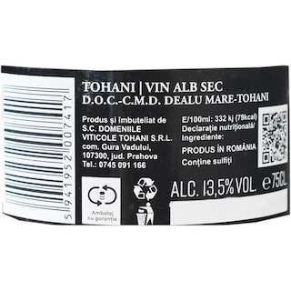 Tohani | Premium | Vin alb sec 0.75L