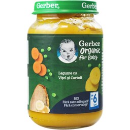 Gerber | Piure bio legume cu vitel si cartofi 190g
