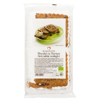 Longevita | Biscuiti fara zahar, ecologici cu merisor 200g