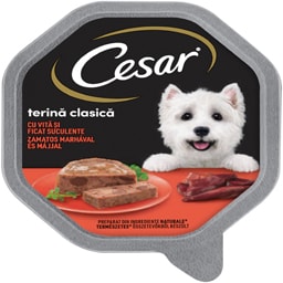 Cesar | Hrana umeda completa, pentru caini adulti, cu vita si ficat suculente 150g