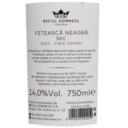 Beciul Domnesc | Grand Reserve | Vin rosu sec Feteasca Neagra 0.75L