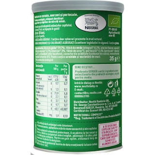 Gerber | Gustare bio cu cereale, morcovi si portocale, +10 luni 35g