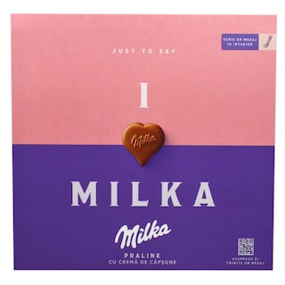 Milka | I Love Milka | Praline cu crema de capsune 110g