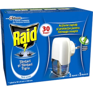 Raid | Aparat electric impotriva tantarilor cu rezerva lichida, fara miros, pentru 30 de nopti 21ml