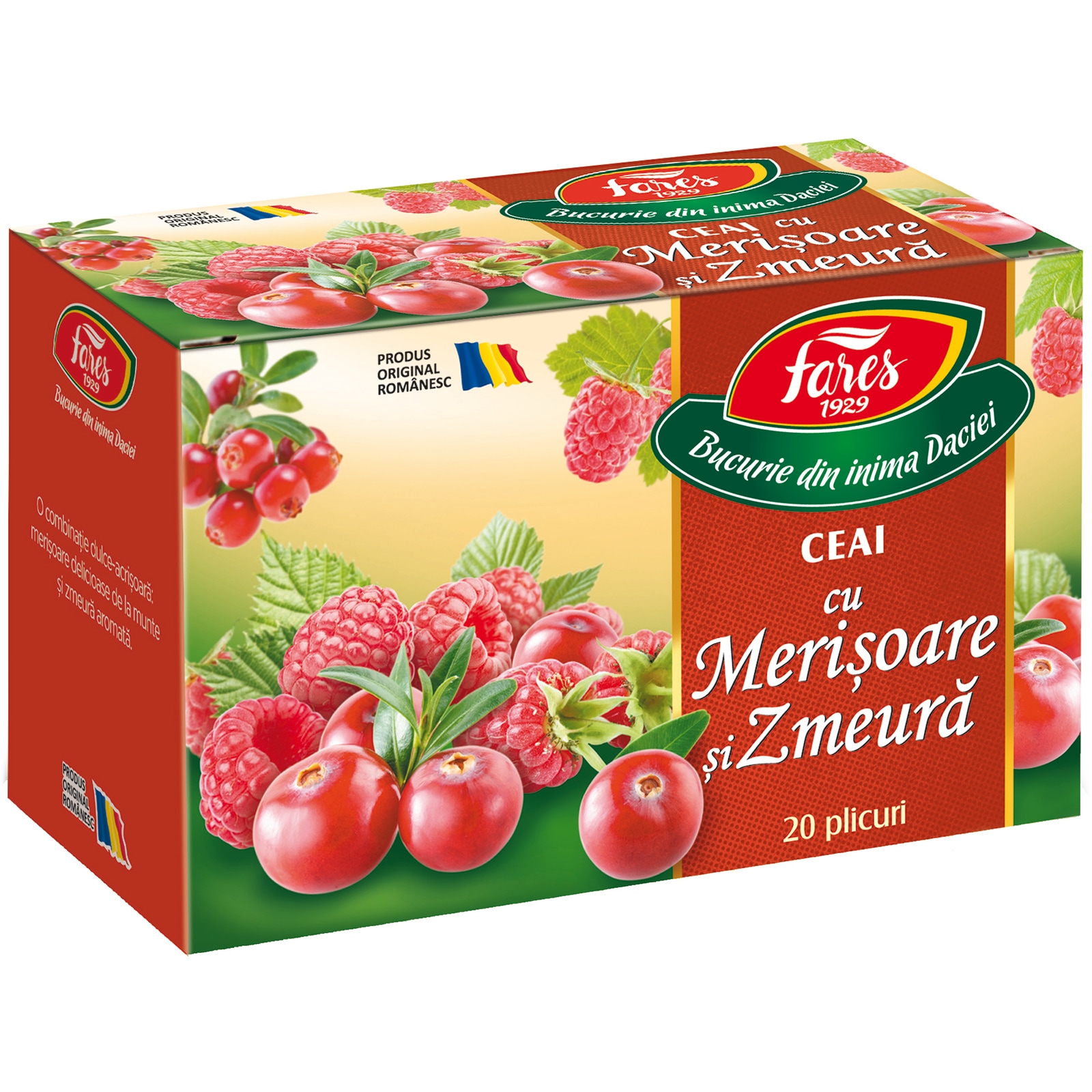Fares | Aromfruct | Ceai cu merisoare si zmeura 20x2g | Mega-image