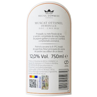 Beciul Domnesc | Vin alb demidulce Muscat Ottonel 0.75L