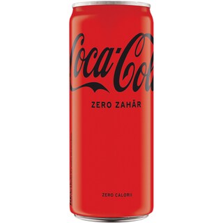 Coca-Cola Zero Zahar | Bautura racoritoare carbogazoasa cu indulcitori, doza 330ml