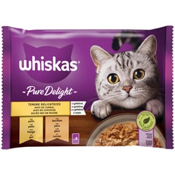 Whiskas | Hrana umeda pentru pisici bucati moi de pasare in aspic 4x85g