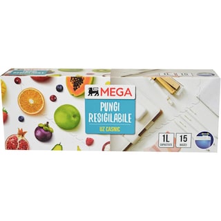 MEGA | Pungi resigilabile de uz casnic 1L, 15 bucati