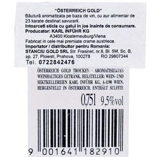 Osterreich Gold | Vin spumant Cu foita de aur alimentar 23K 0.75l
